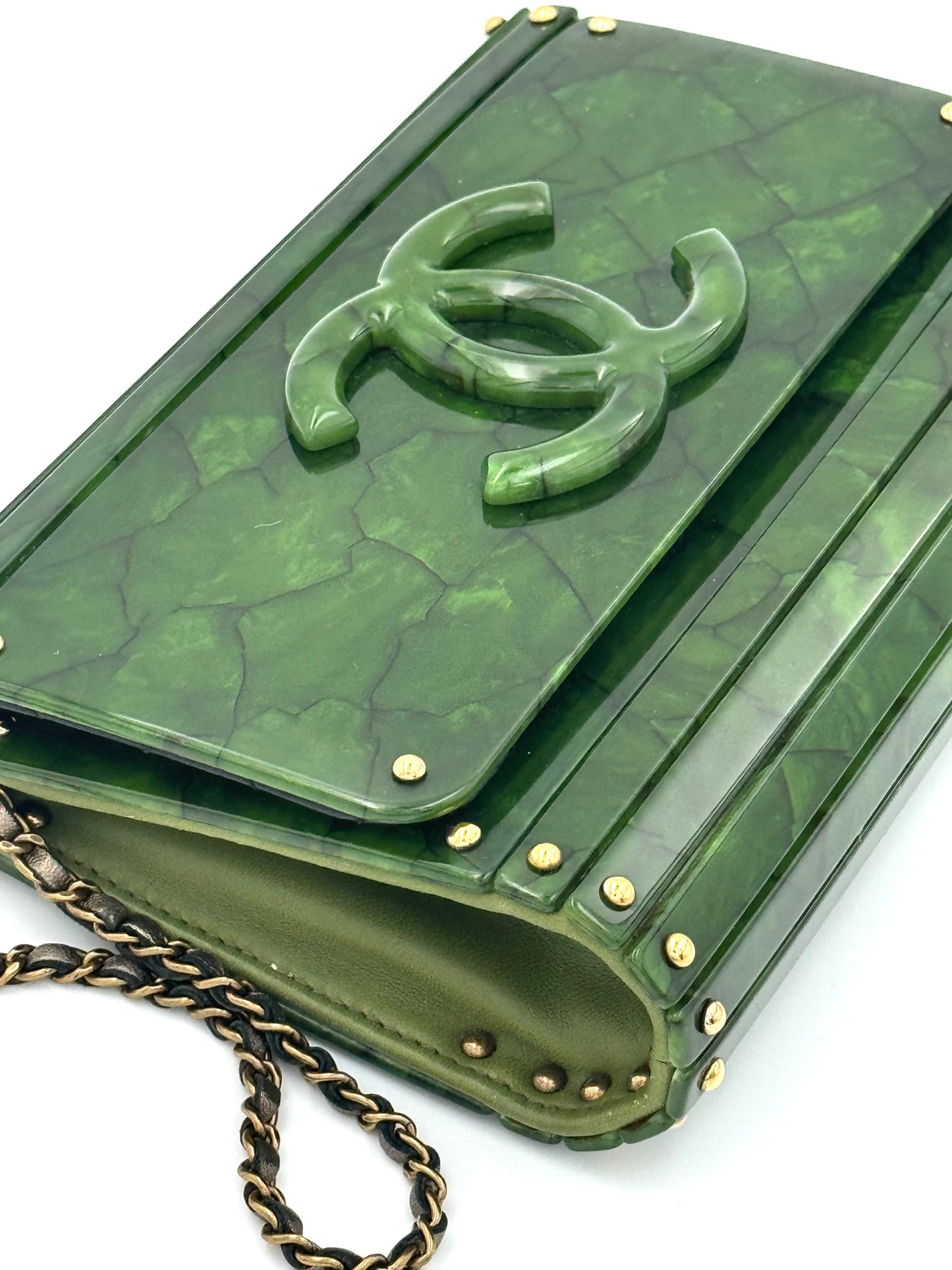 Chanel RARE Green Tortoise Minaudiere Crossbody