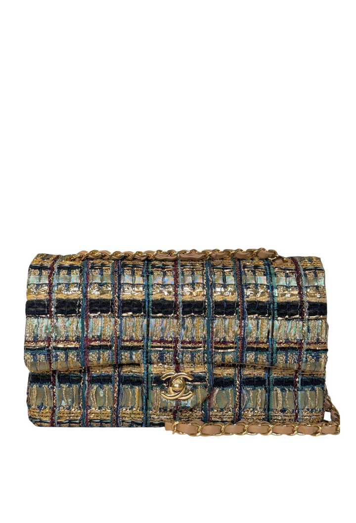 Chanel Medium Egyptian Tweed Flap Bag Gold Hardware 19A