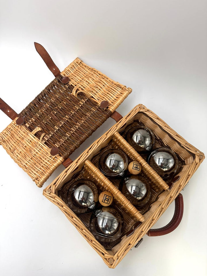 Chanel Limited Edition Wicker Pétanque, Bocce Ball Set