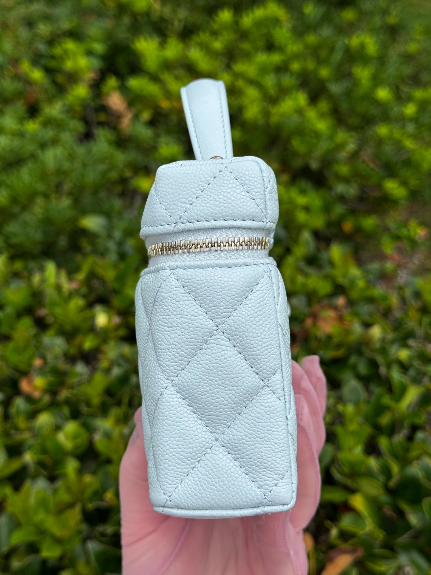 Chanel 25S Light Blue Caviar Slim Vanity Bag