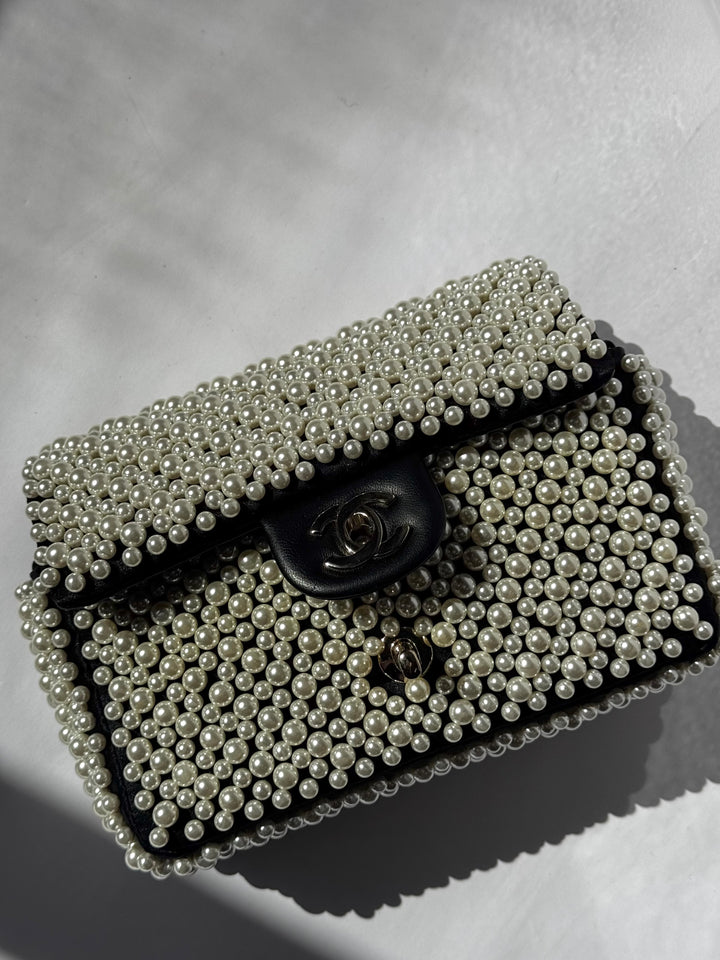 Chanel 19S Pearl Embellished Mini Rectangular Flap Bag