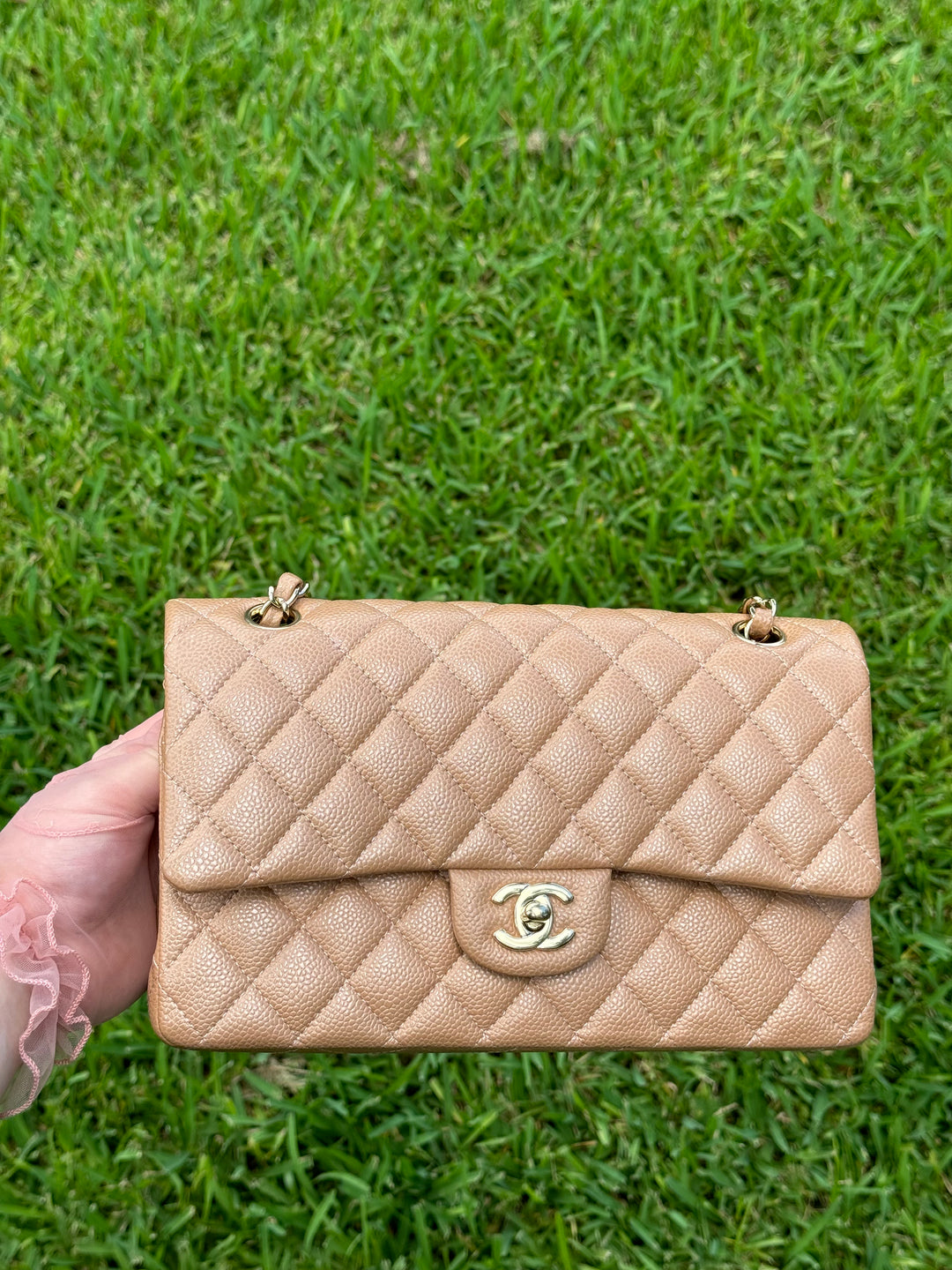 Chanel 18S Dark Beige Medium Caviar Flap Bag