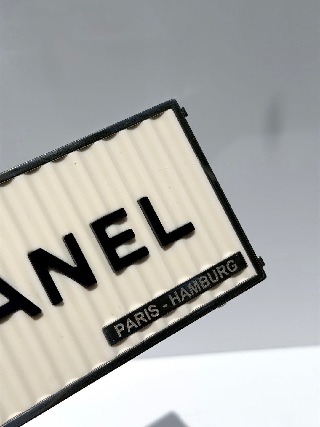Chanel Shipping Container Bag Lucite White Silver Hardware 2018