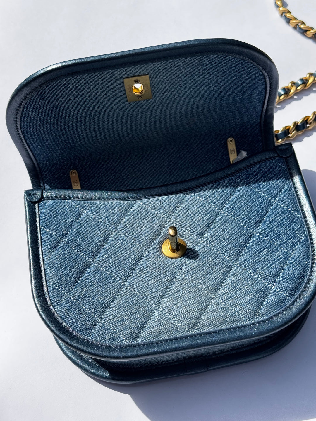 Chanel Denim Small Messenger Crossbody Bag