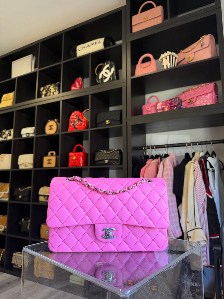 Chanel 21S Medium Classic Flap Lambskin Pink Silver Hardware