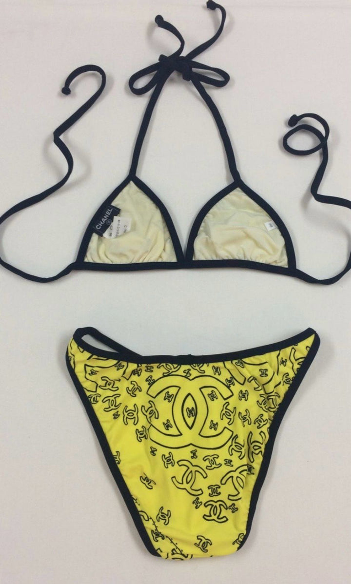 Chanel Spring/Summer 1994 Vintage Yellow Logo Bikini