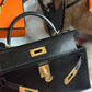 Hermes Mini Sellier Black Lizard Kelly 20