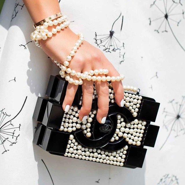 Chanel Pearl Plexiglass Lego Minaudiere