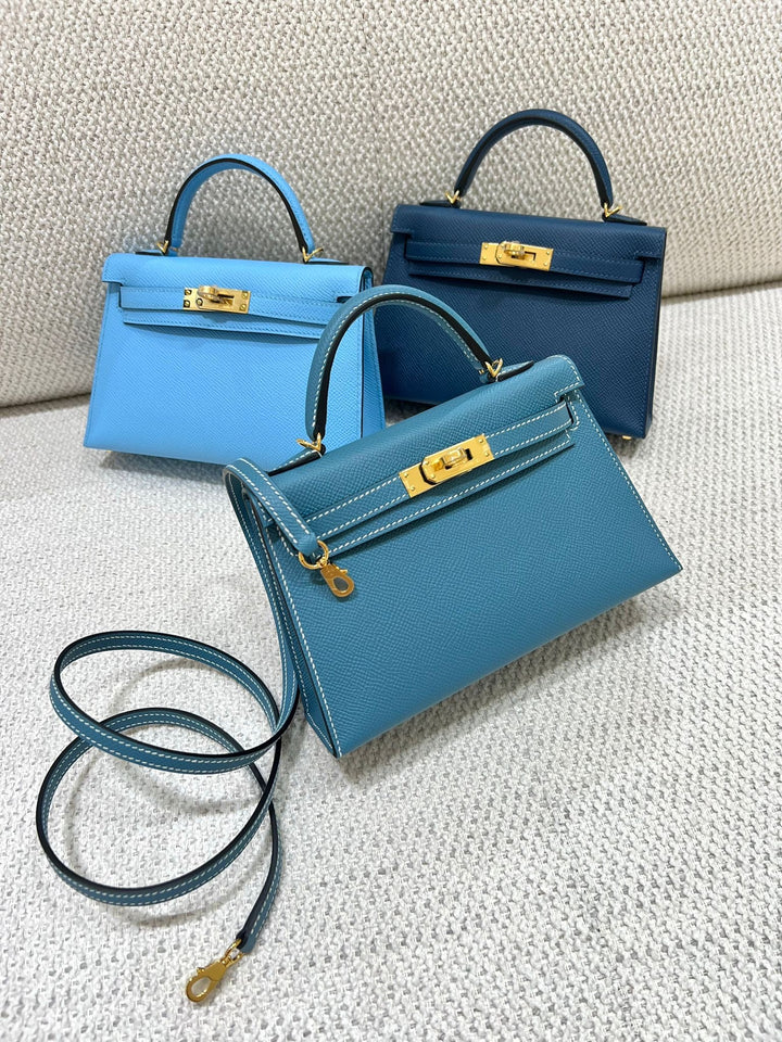 Hermes Mini Sellier New Blue Jean Epsom Kelly 20