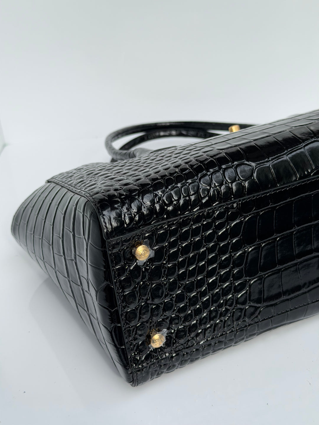 Chanel Small Shopping Bag Crocodile Embossed Calfskin Black 2026