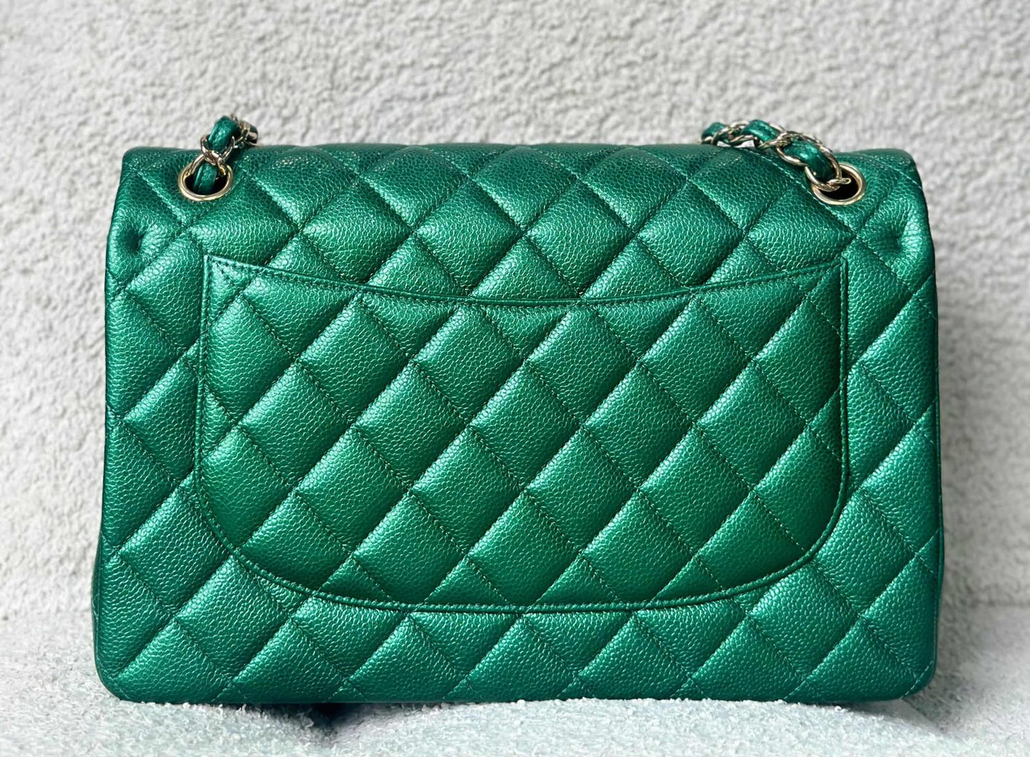 Chanel 18S Emerald Green Caviar Jumbo Flap Bag