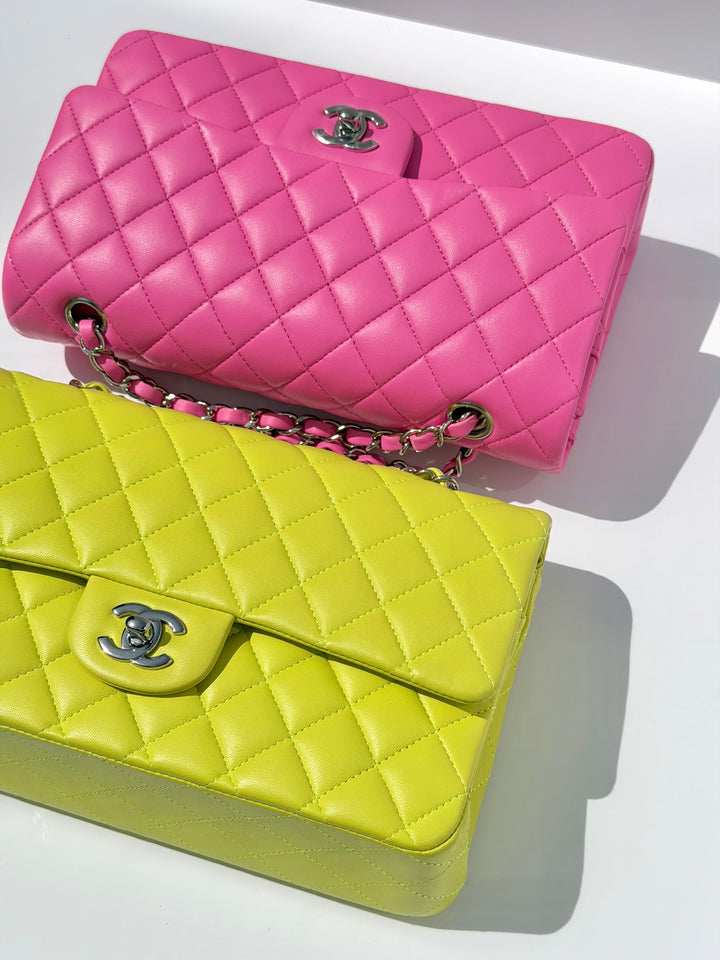 Chanel 21S Medium Classic Flap Lambskin Pink Silver Hardware
