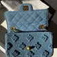 Chanel 24P Blue Braided Raffia Mini Flap Bag