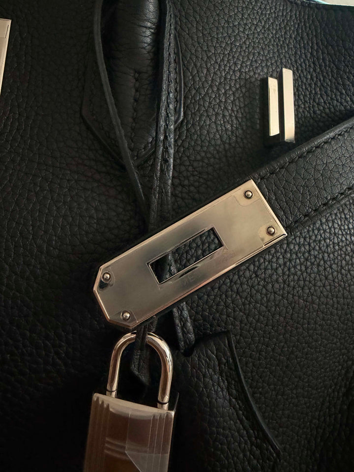 Hermès Birkin 35 Black Brushed Silver Hardware 2015