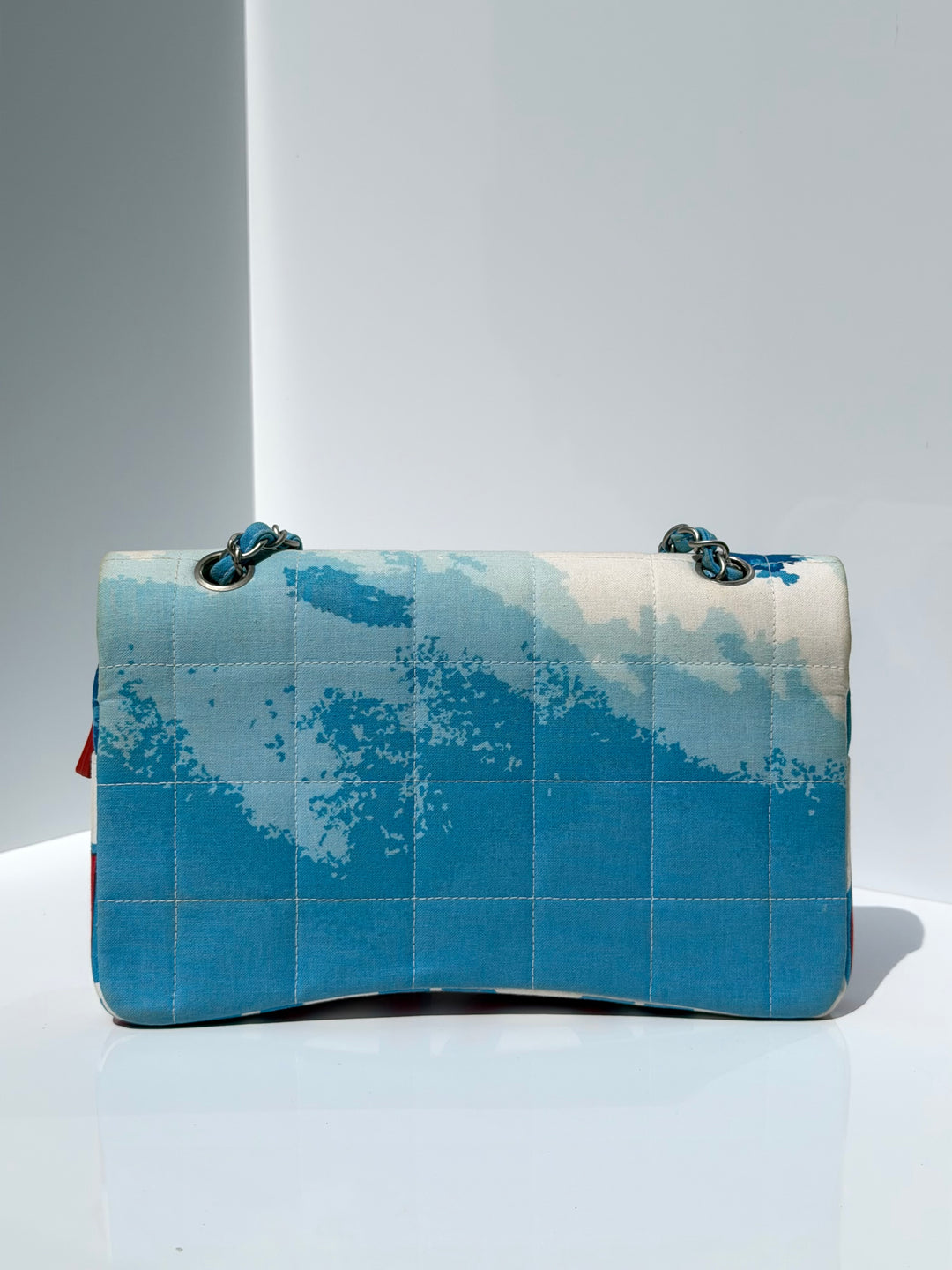 Chanel Surf Line Choco Bar Flap Blue Canvas Silver Hardware 2002 (Copy)