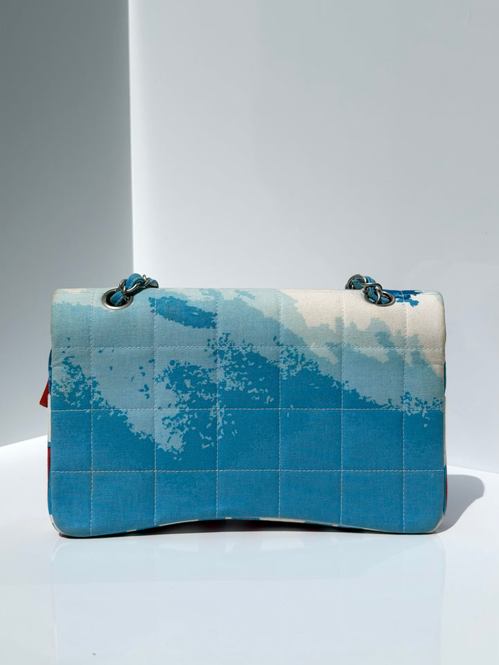 Chanel Surf Line Choco Bar Flap Blue Canvas Silver Hardware 2002 (Copy)