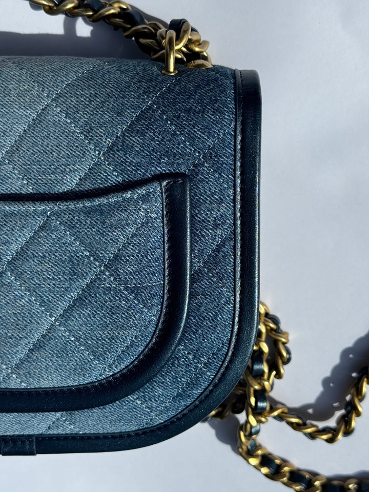 Chanel Denim Small Messenger Crossbody Bag