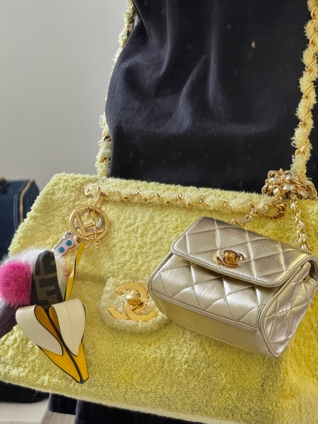 Chanel 1994 Vintage Metallic Gold Extra Mini Flap Bag