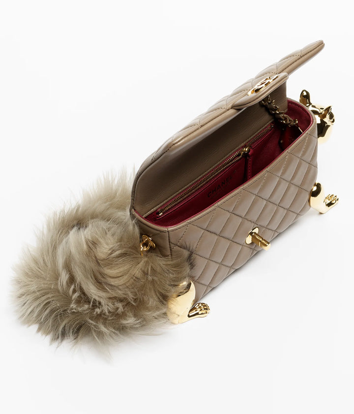 Chanel Mini Flap Bag Dark Khaki Lambskin & Shearling Lambskin Gold Hardware Métiers d’Art 2026