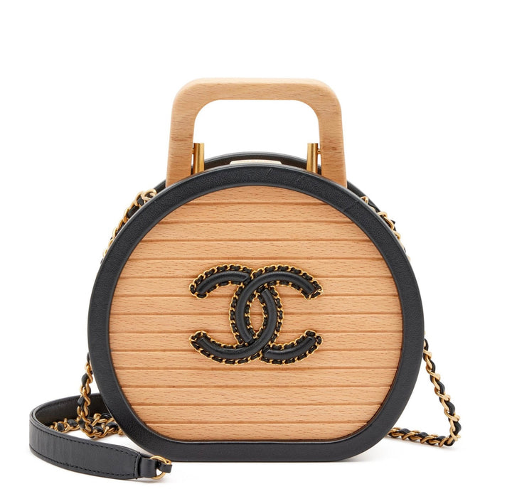 Chanel 2022 Round Beech Wood Vanity Case