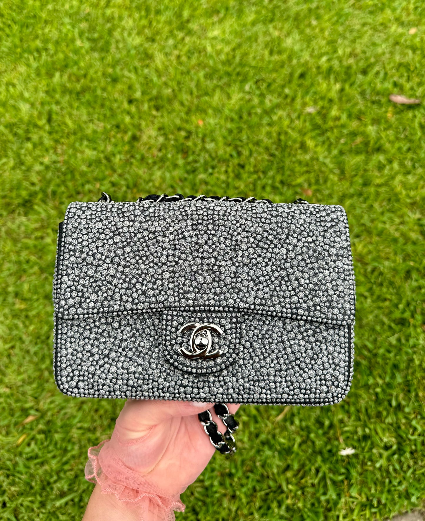 Chanel 2014 Grey Crystal Mini Flap