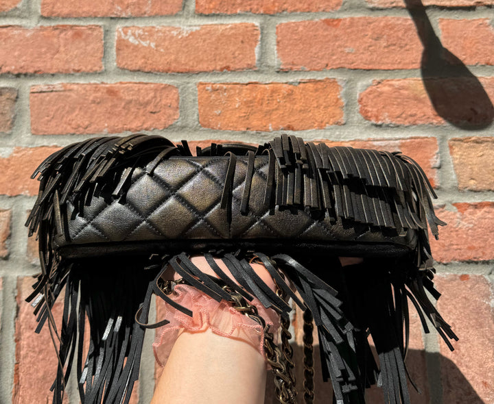 Chanel Metallic Calfskin Paris Dallas Fringe Flap Bag