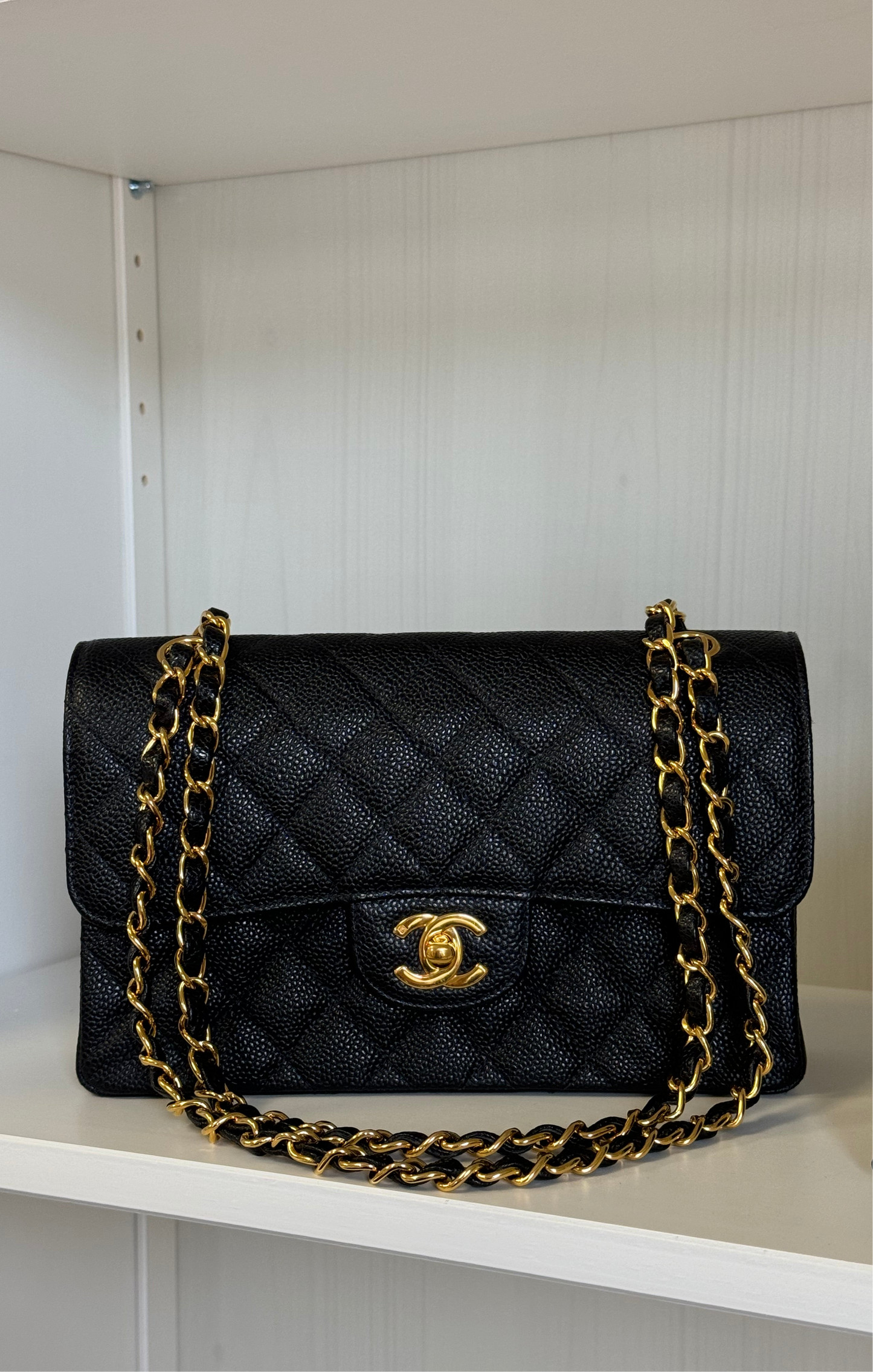 Chanel 6 Series Black Small Vintage Caviar Classic Flap Bag