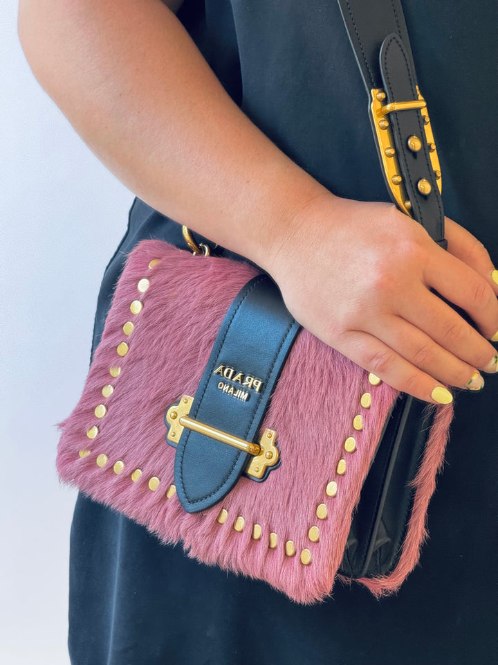 Prada Calf Hair Pink Cahier Crossbody Bag