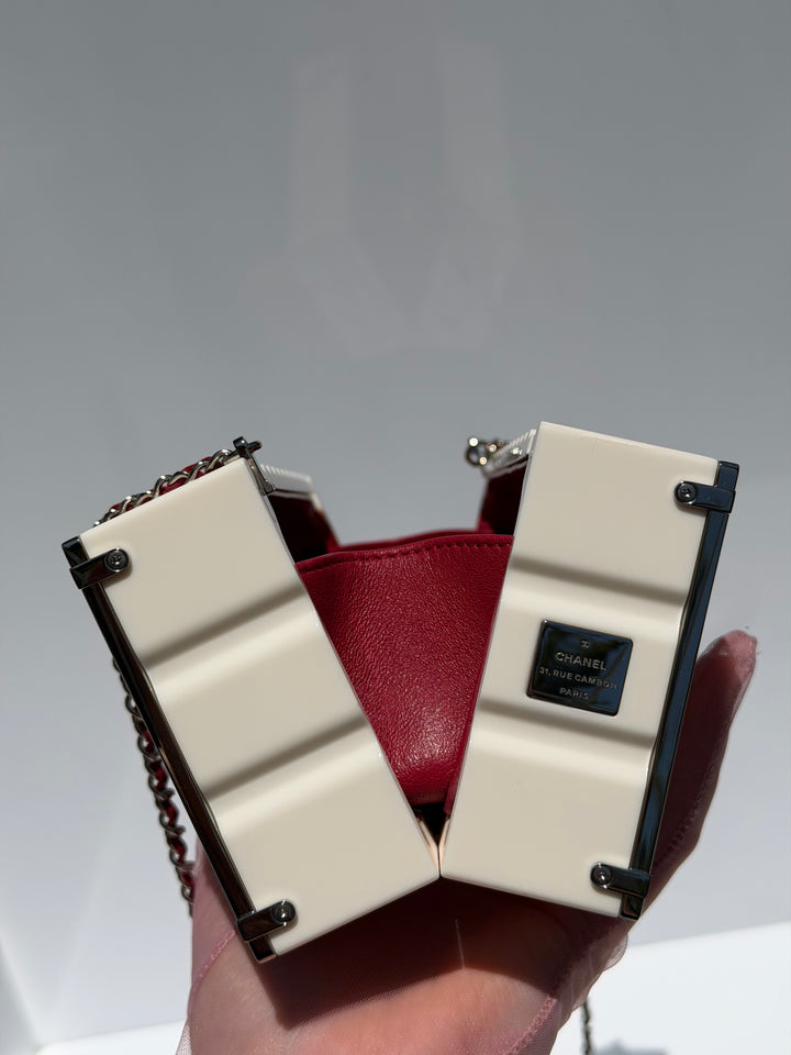 Chanel Shipping Container Bag Lucite White Silver Hardware 2018