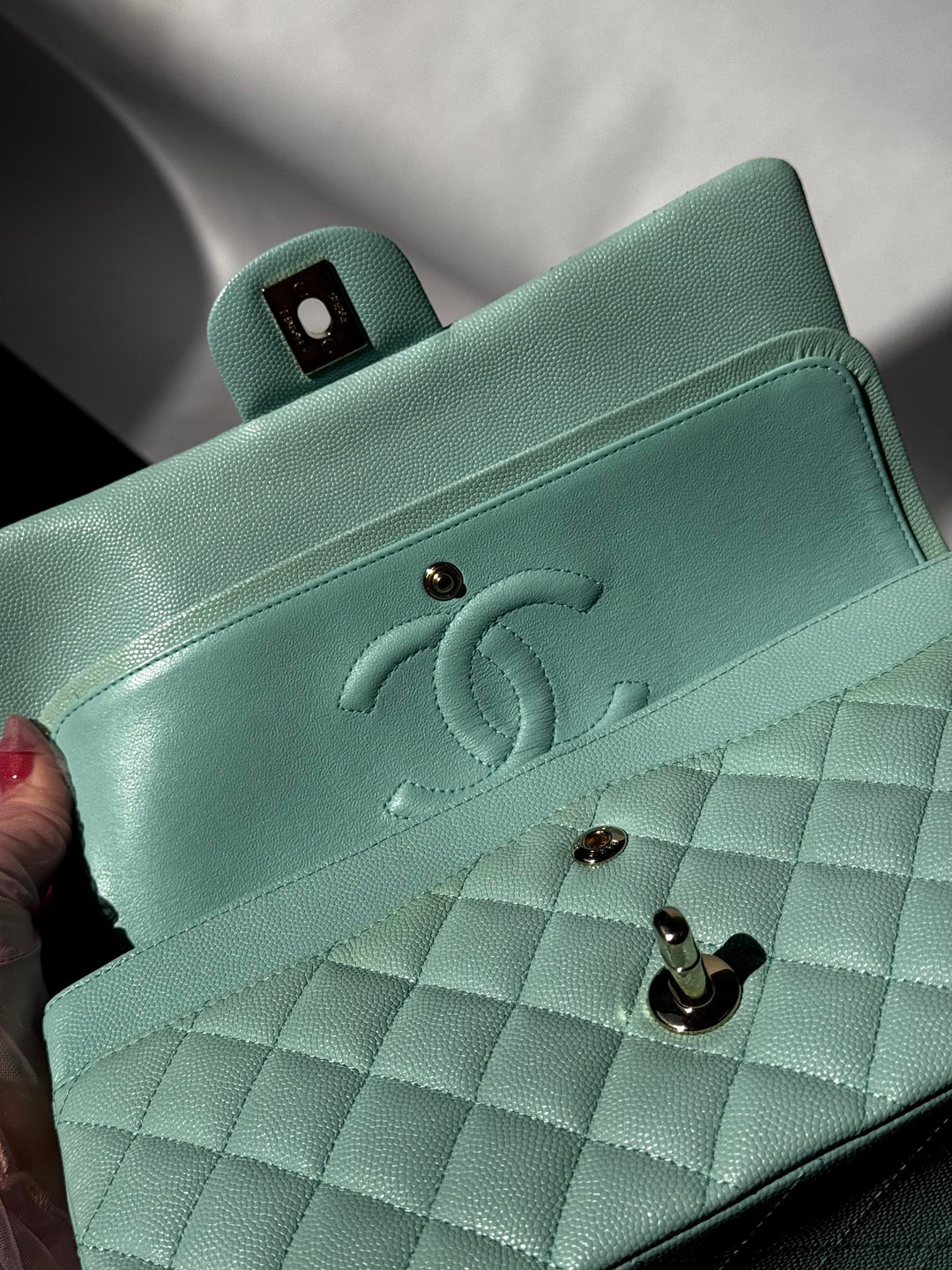 Chanel 19C Tiffany Medium Caviar Double Flap Bag