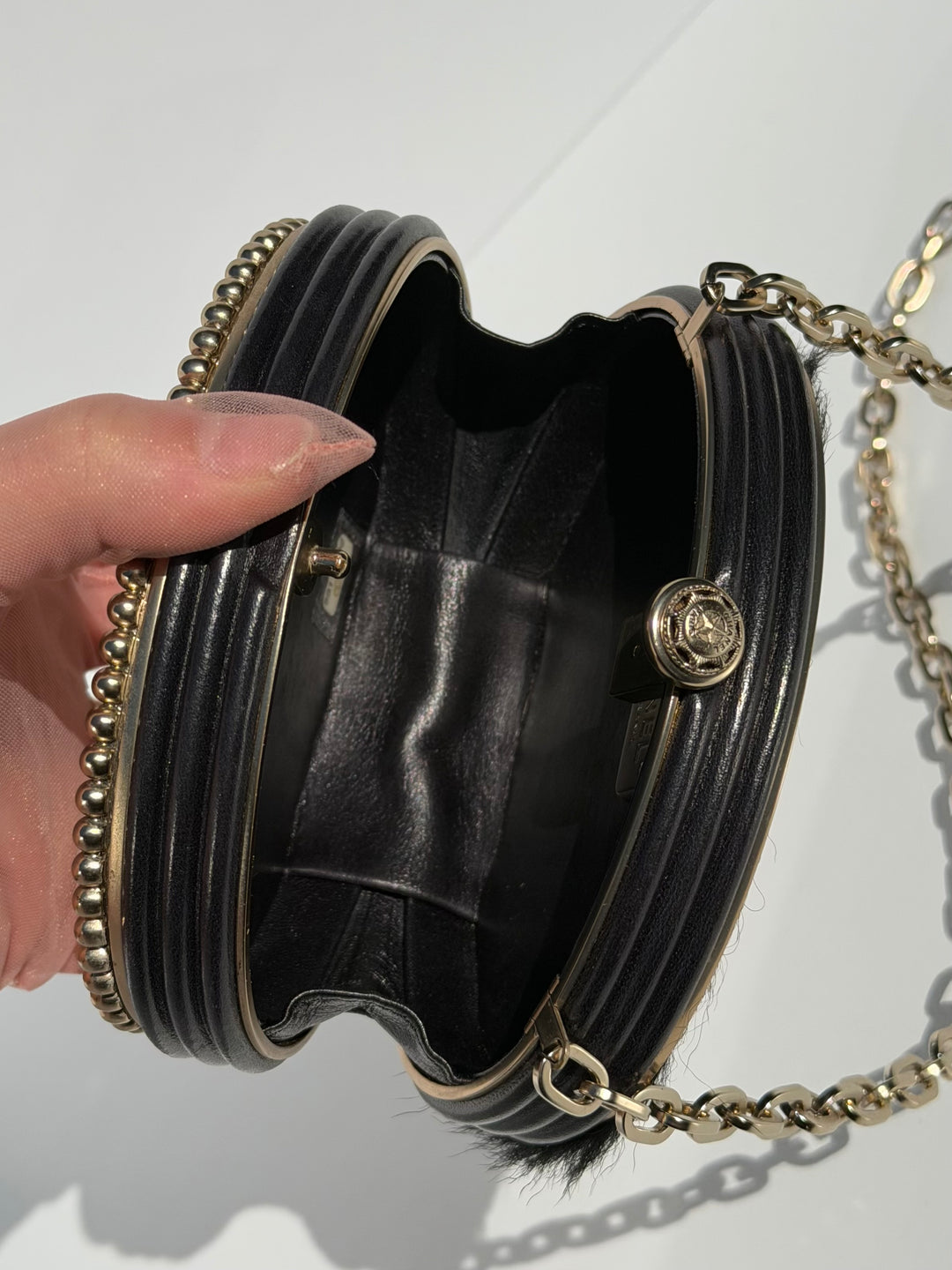 Chanel Paris-Dallas Belt Buckle Minaudière Black Lambskin & Pony Hair Gold & Palladium Hardware 2014