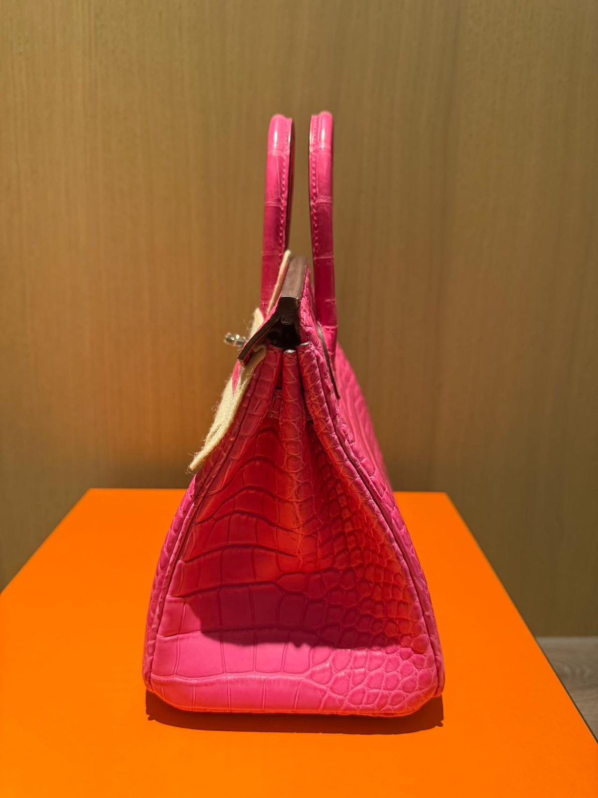 Hermes Rose Shocking Matte Alligator Birkin 25