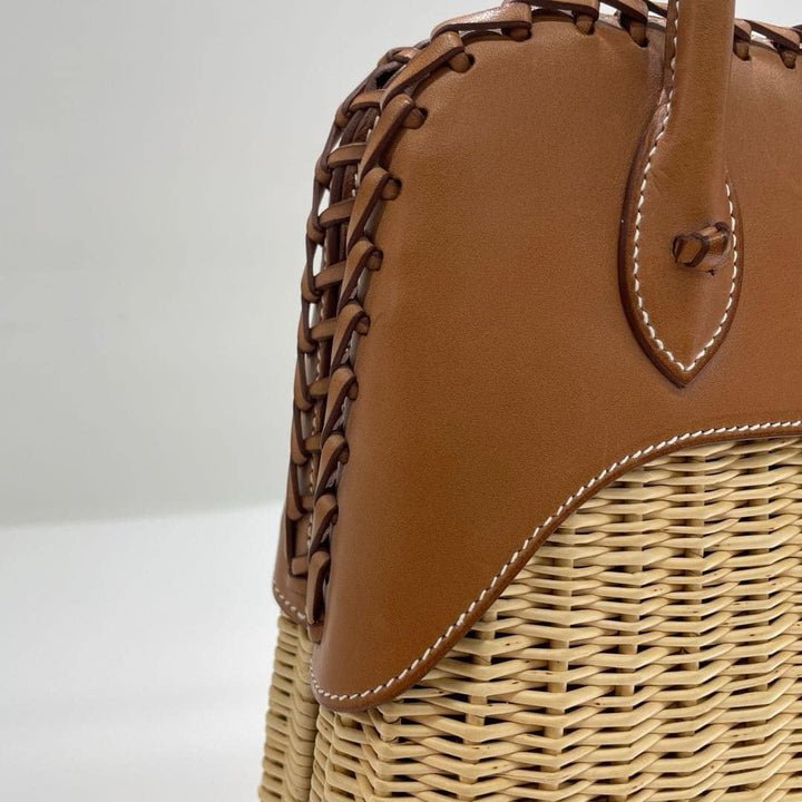 Hermes 2016 Picnic Bolide 25 Fauve Barenia & Osier Wicker Bag