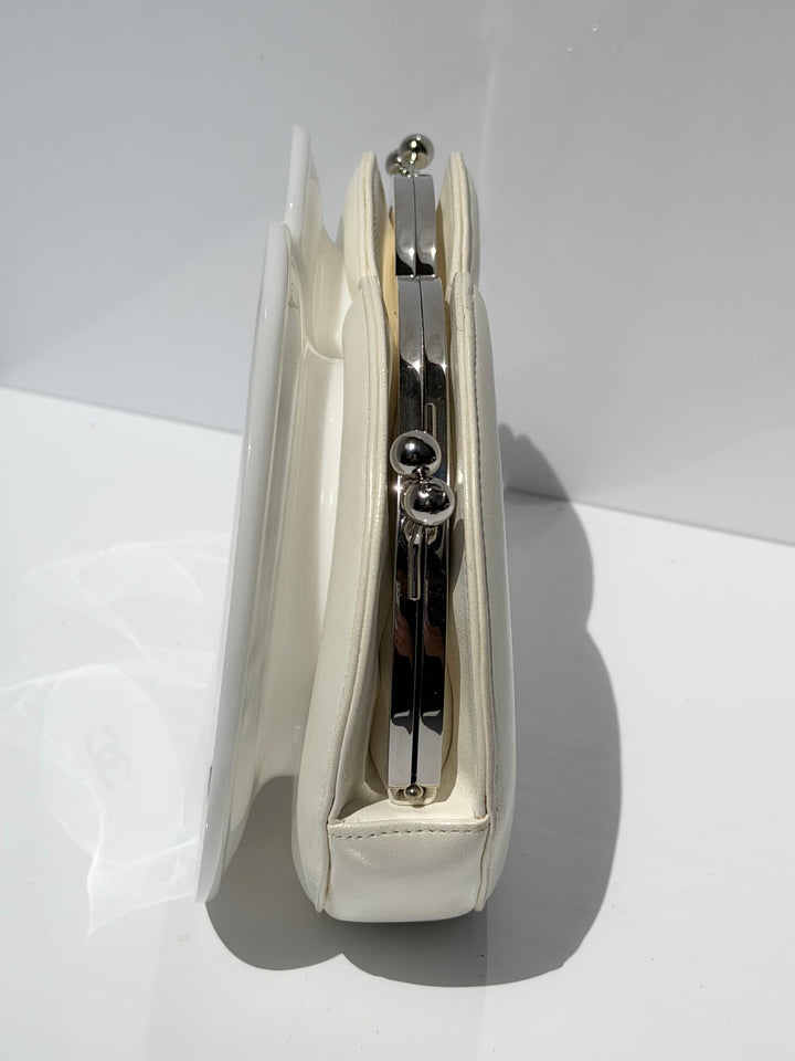 Chanel White Plexiglass Brasserie Gabrielle Plate Minaudière Silver Hardware 2015
