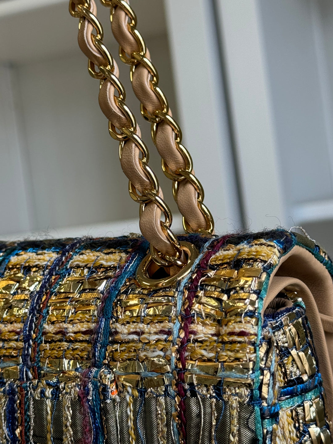 Chanel Medium Egyptian Tweed Flap Bag Gold Hardware 19A
