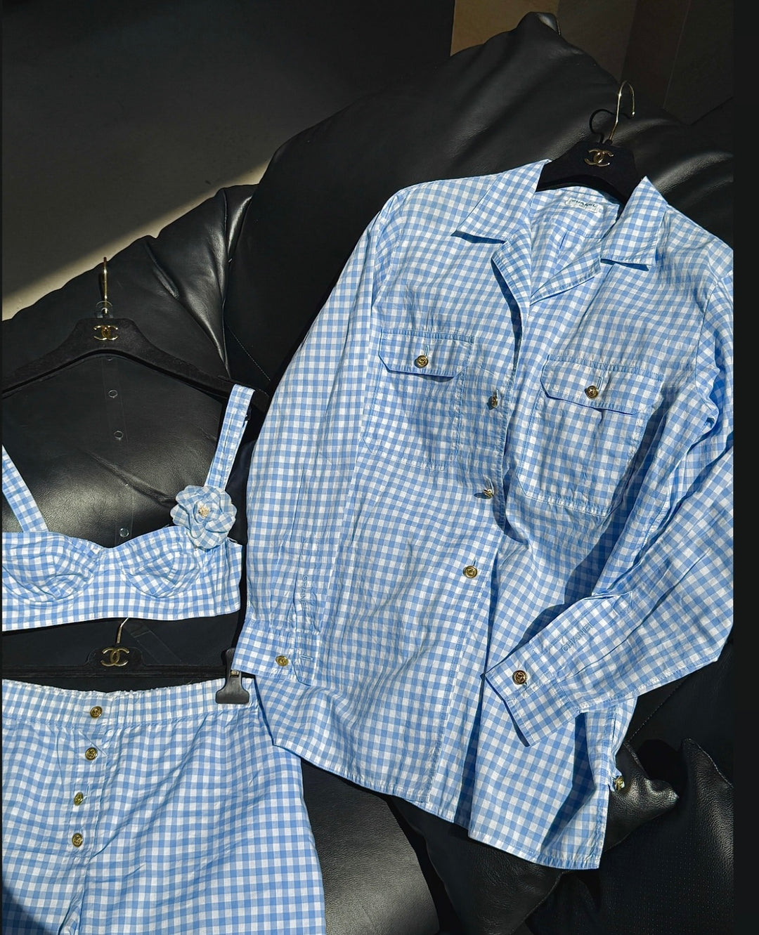 Chanel Iconic Vintage 3 Piece Blue Striped Set