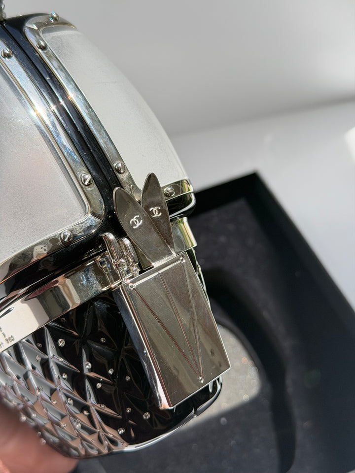 Chanel Ski Gondola Swarovski Minaudière Black Silver Hardware 2019