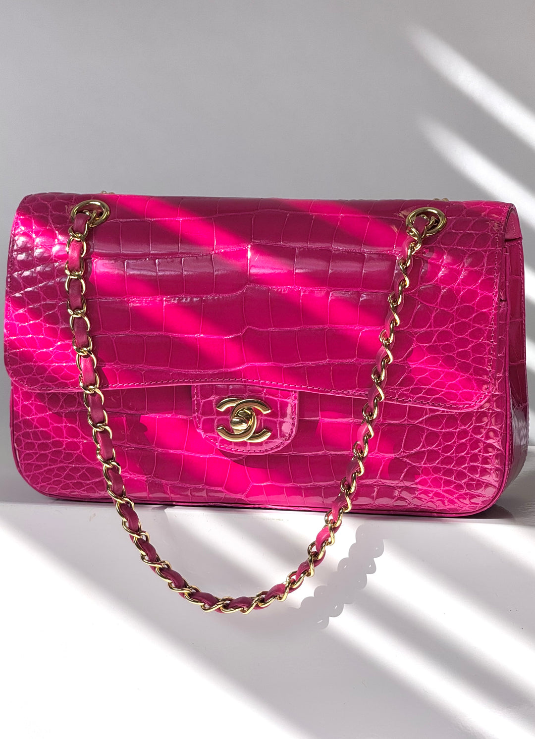 Chanel Fuchsia Alligator Medium Classic Flap Bag