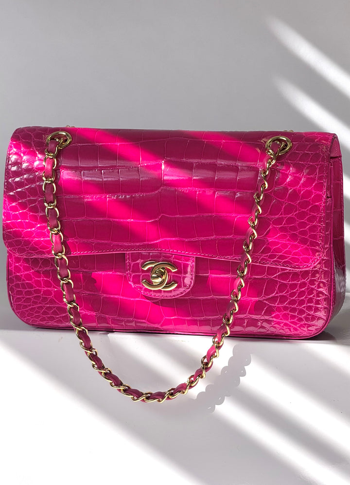Chanel Fuchsia Alligator Medium Classic Flap Bag