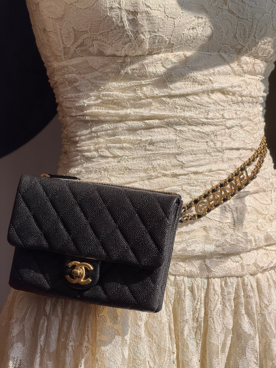 Chanel Pick Me Up Belt Bag Black Shiny Caviar Gold Hardware 2022