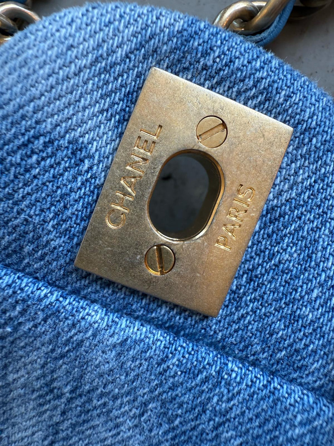 Chanel 23b Medium Denim Sequin CC Classic Flap Bag
