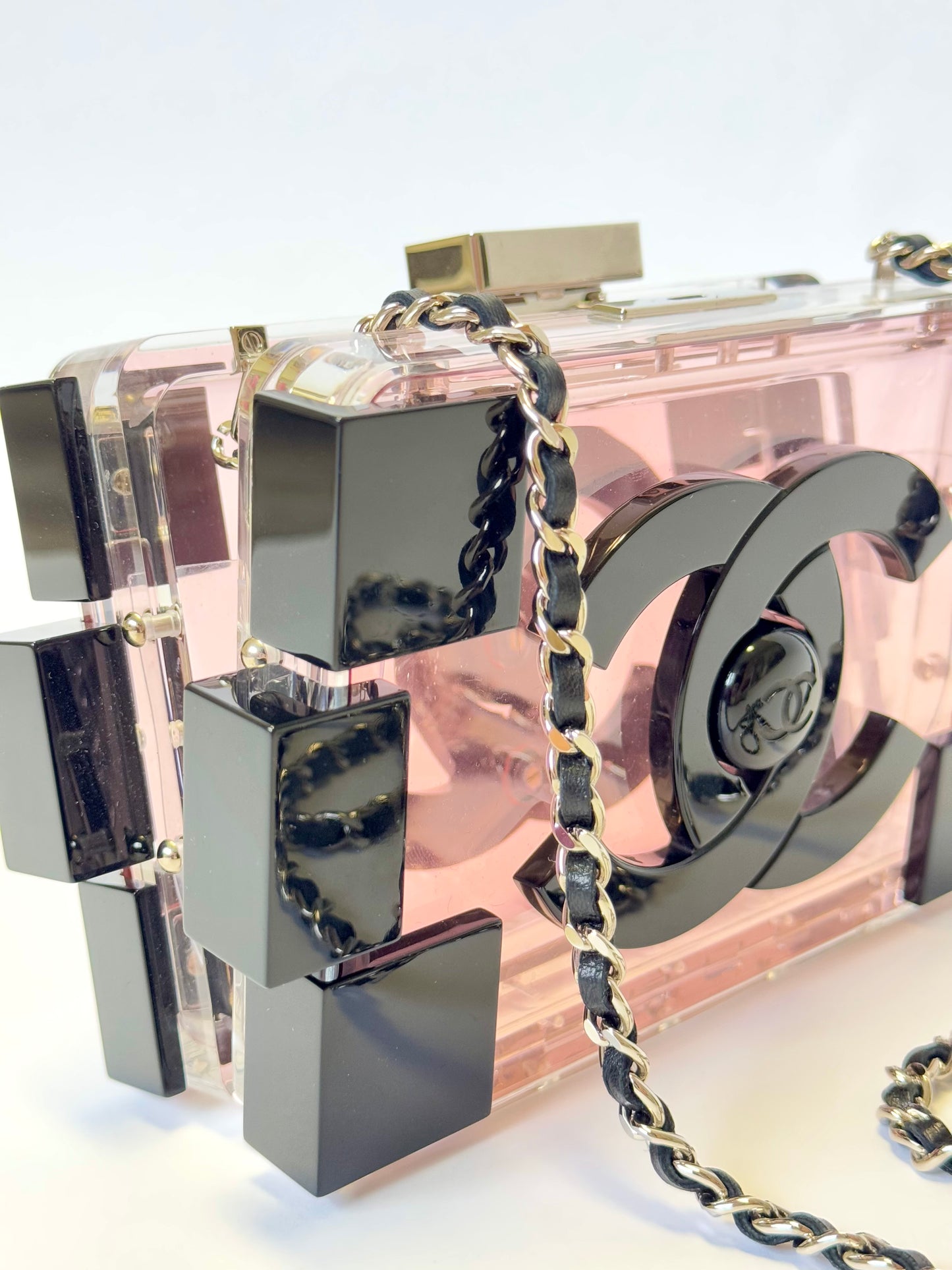 Chanel Plexiglass Pink Barcode Lego Minaudiere