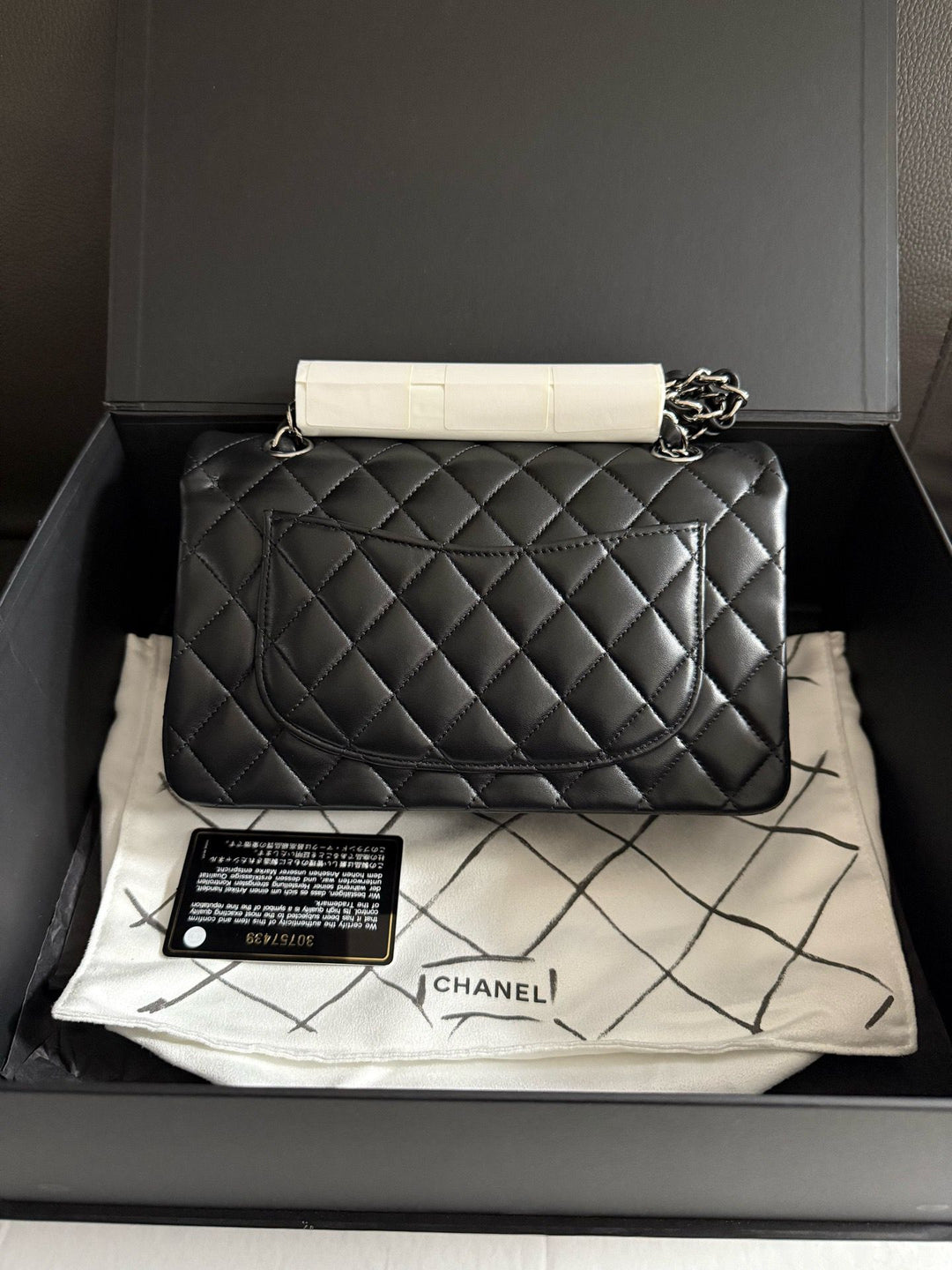 Chanel Small Classic Double Flap Lambskin Black Silver Hardware 2020