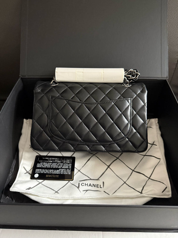 Chanel Small Classic Double Flap Lambskin Black Silver Hardware 2020