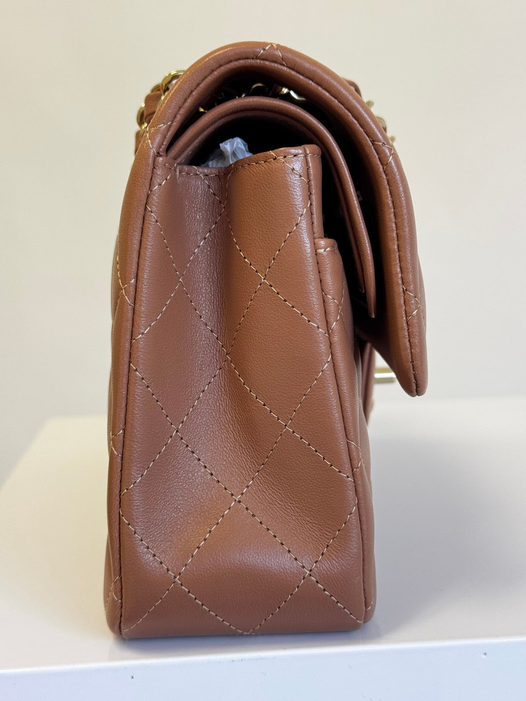 Chanel 22S Small Caramel Lambskin Classic Flap Bag + LGHW