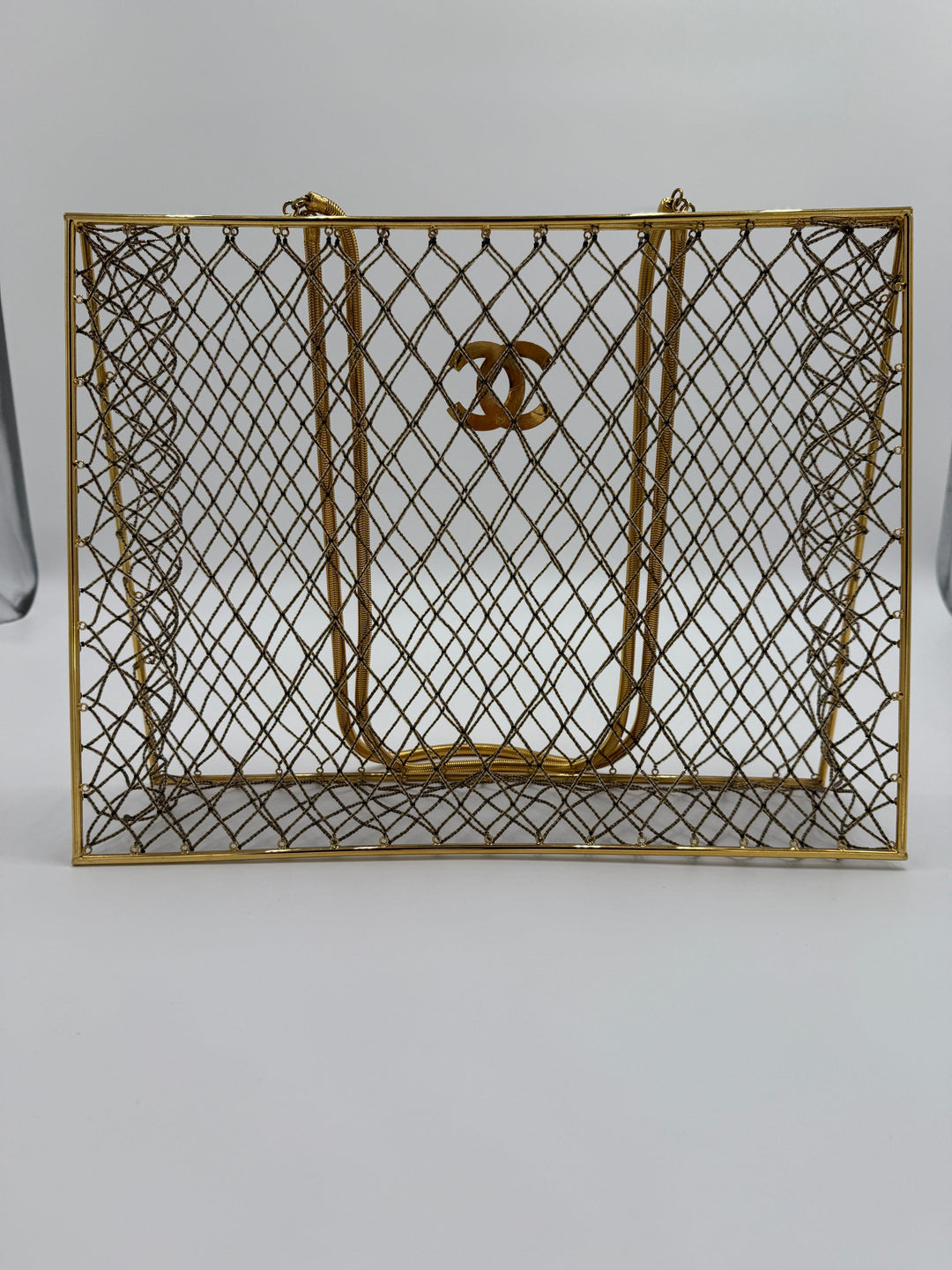 Chanel Spring 1997 Rare Gold Cage Shopping Tote