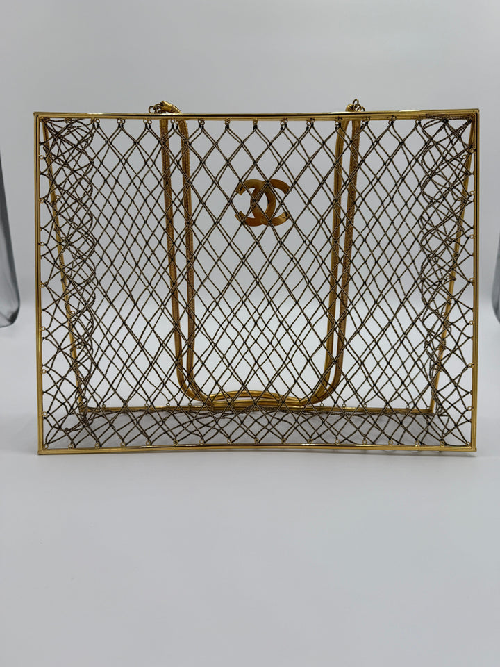 Chanel Spring 1997 Rare Gold Cage Shopping Tote