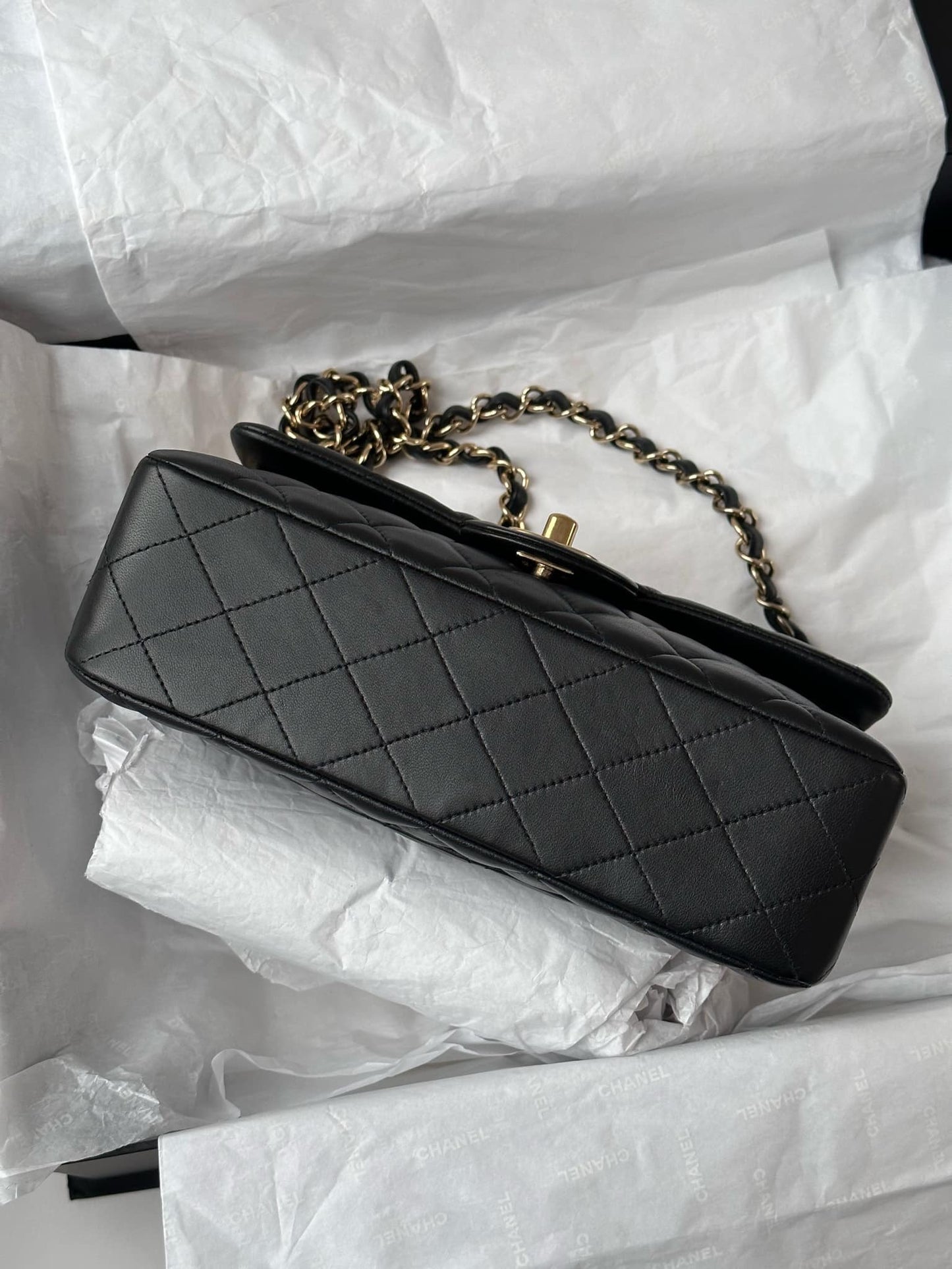 Chanel Small Black Lambskin Classic Flap Bag + GHW