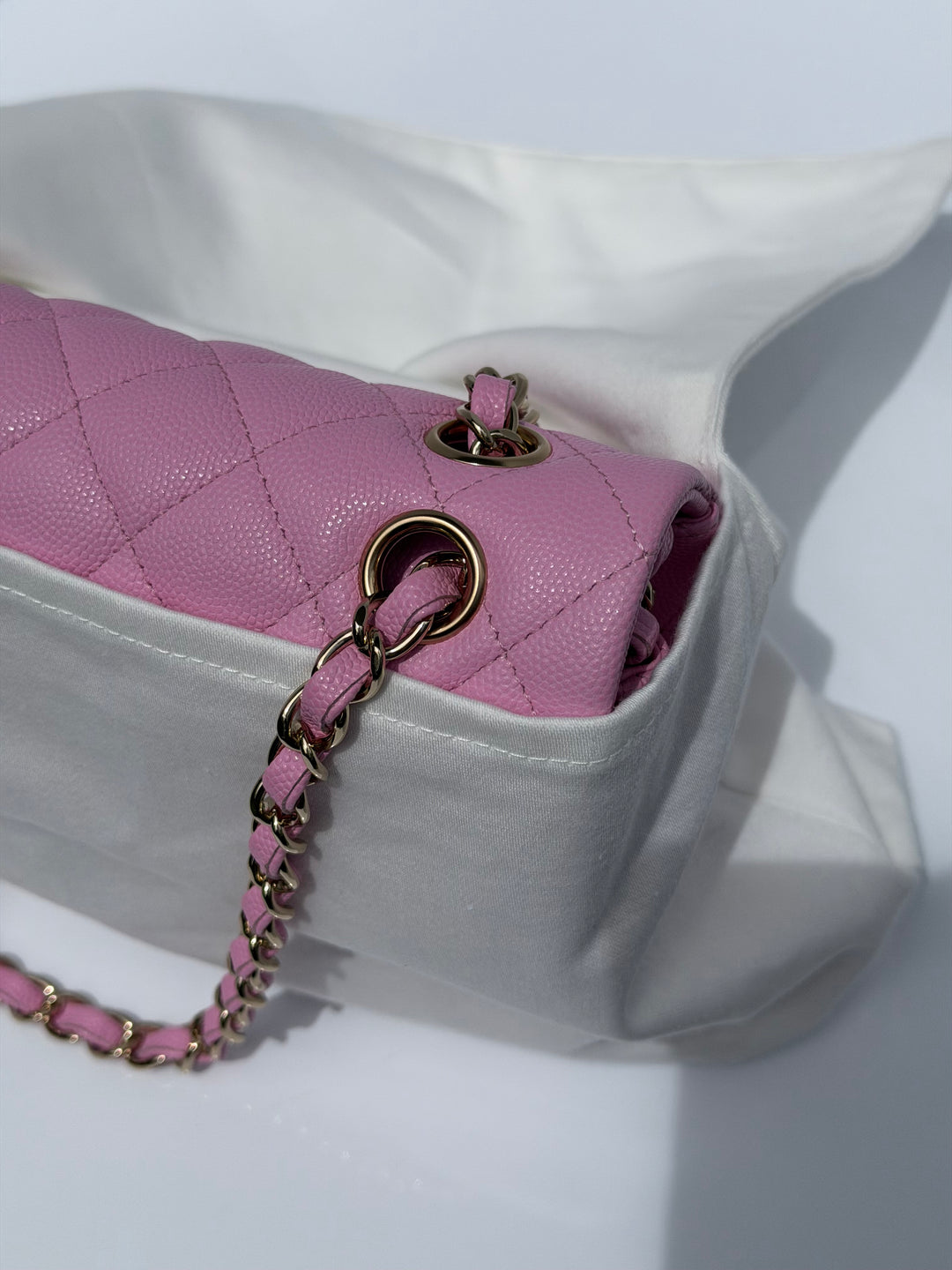 Chanel Small Classic Double Flap Caviar Pink Light Gold Hardware 2023
