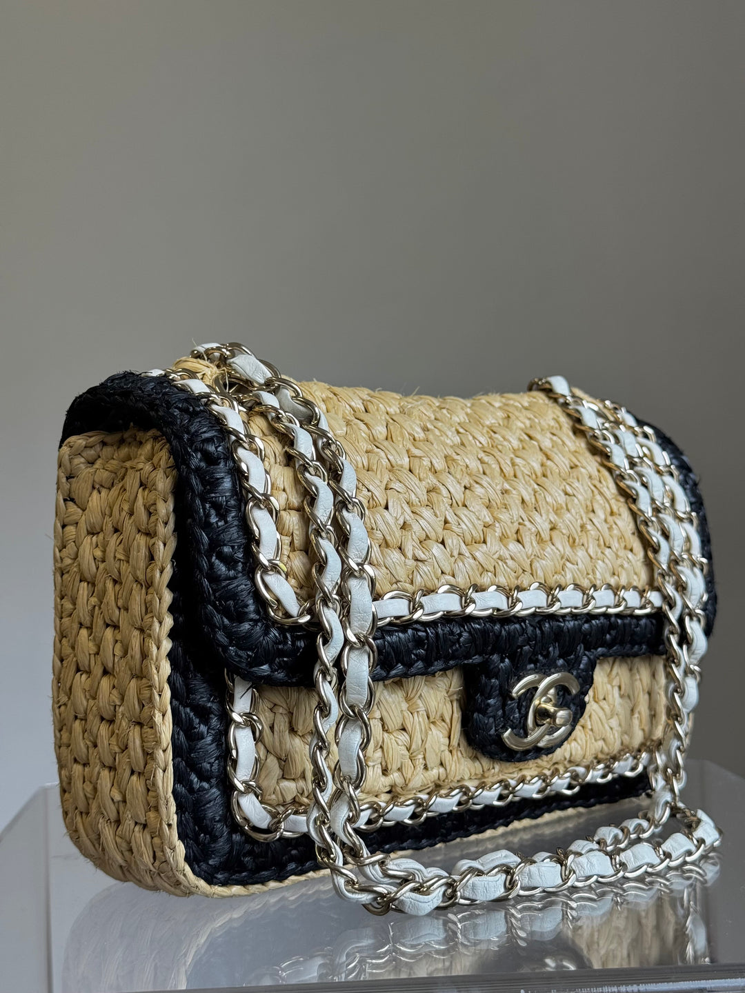 Chanel 24C Venice Beach Medium Braided Raffia Flap Bag
